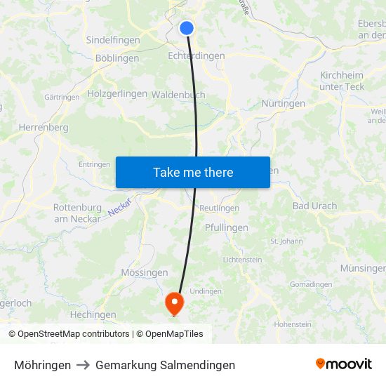 Möhringen to Gemarkung Salmendingen map