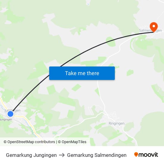 Gemarkung Jungingen to Gemarkung Salmendingen map