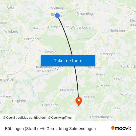 Böblingen (Stadt) to Gemarkung Salmendingen map