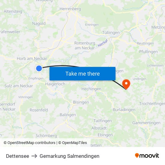 Dettensee to Gemarkung Salmendingen map