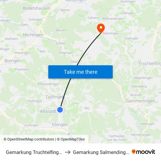 Gemarkung Truchtelfingen to Gemarkung Salmendingen map