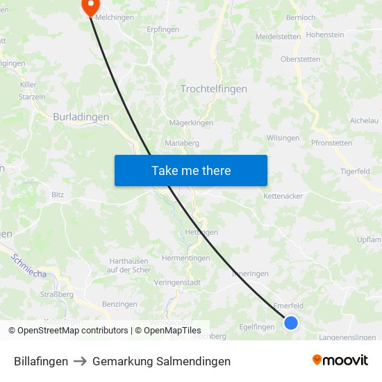 Billafingen to Gemarkung Salmendingen map