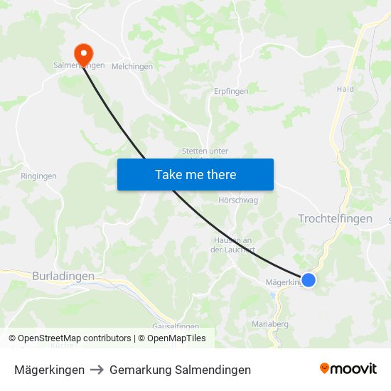 Mägerkingen to Gemarkung Salmendingen map