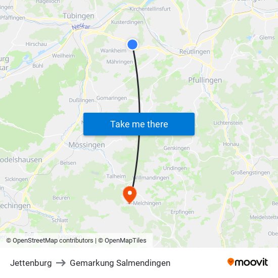 Jettenburg to Gemarkung Salmendingen map