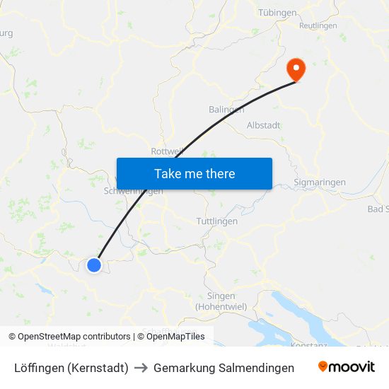 Löffingen (Kernstadt) to Gemarkung Salmendingen map