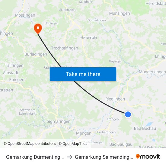Gemarkung Dürmentingen to Gemarkung Salmendingen map