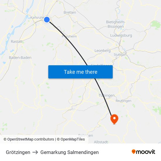 Grötzingen to Gemarkung Salmendingen map