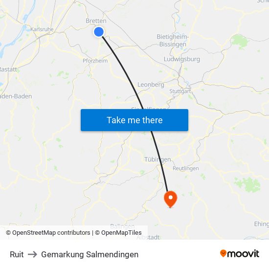 Ruit to Gemarkung Salmendingen map