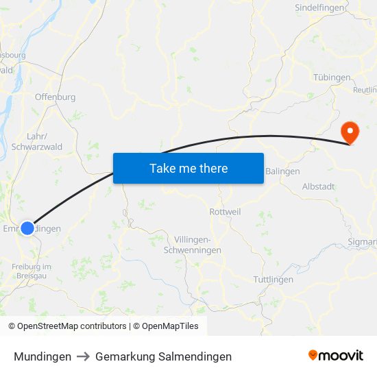 Mundingen to Gemarkung Salmendingen map