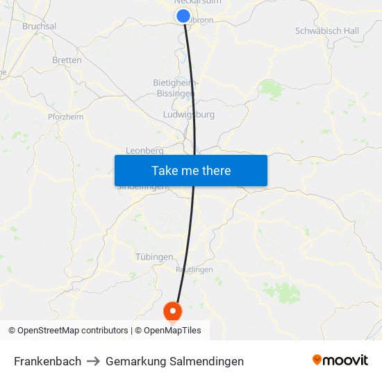 Frankenbach to Gemarkung Salmendingen map