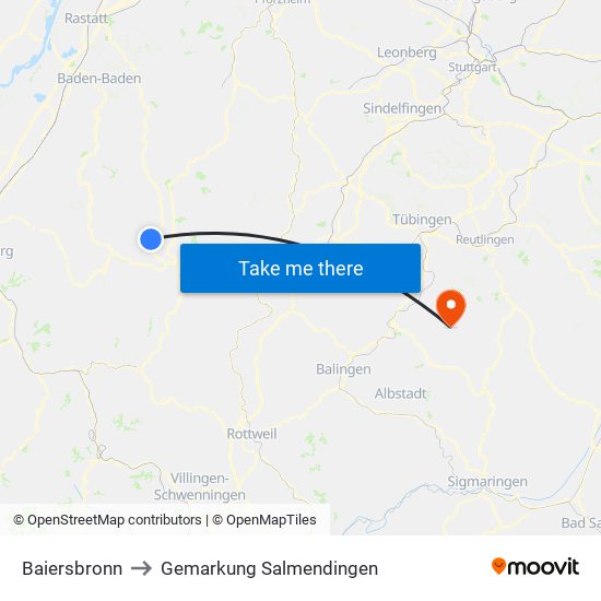 Baiersbronn to Gemarkung Salmendingen map