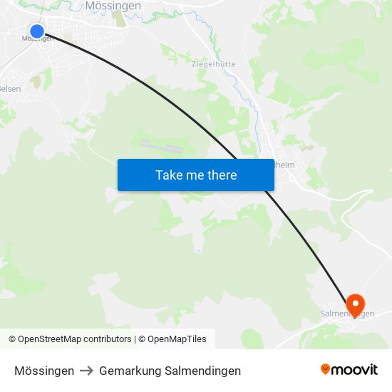 Mössingen to Gemarkung Salmendingen map