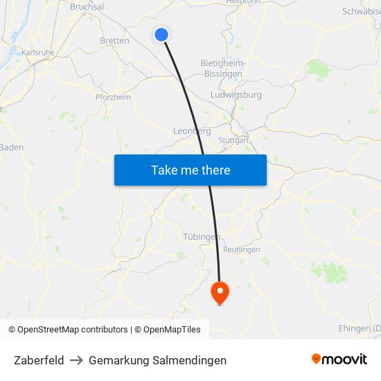 Zaberfeld to Gemarkung Salmendingen map