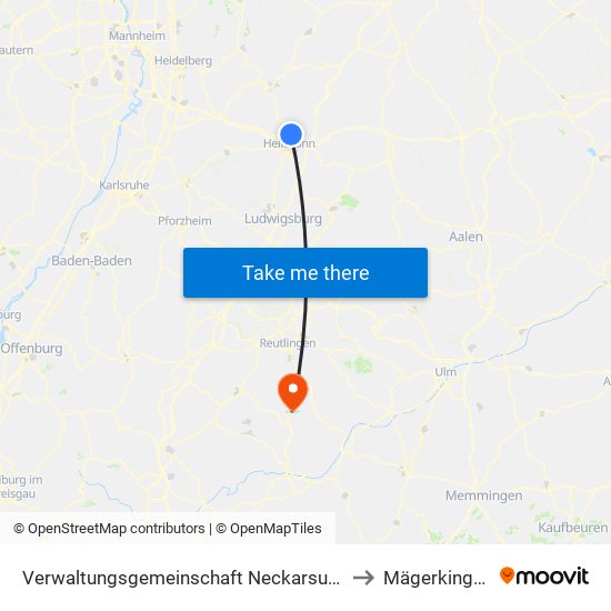 Verwaltungsgemeinschaft Neckarsulm to Mägerkingen map
