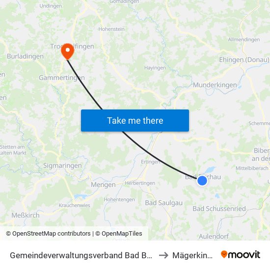 Gemeindeverwaltungsverband Bad Buchau to Mägerkingen map