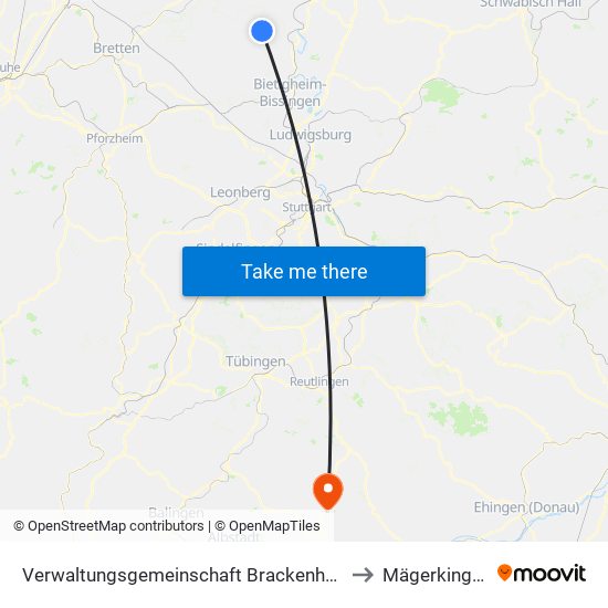 Verwaltungsgemeinschaft Brackenheim to Mägerkingen map