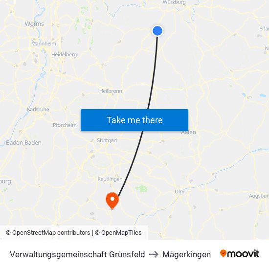 Verwaltungsgemeinschaft Grünsfeld to Mägerkingen map