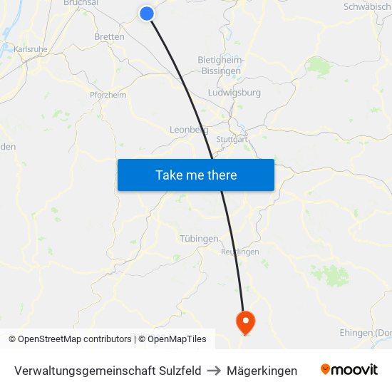 Verwaltungsgemeinschaft Sulzfeld to Mägerkingen map