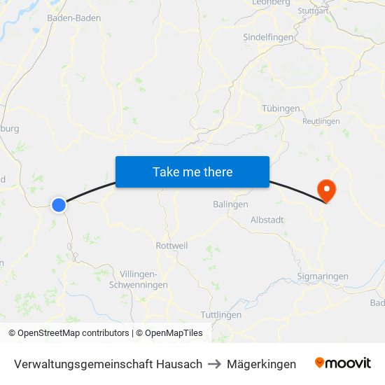 Verwaltungsgemeinschaft Hausach to Mägerkingen map