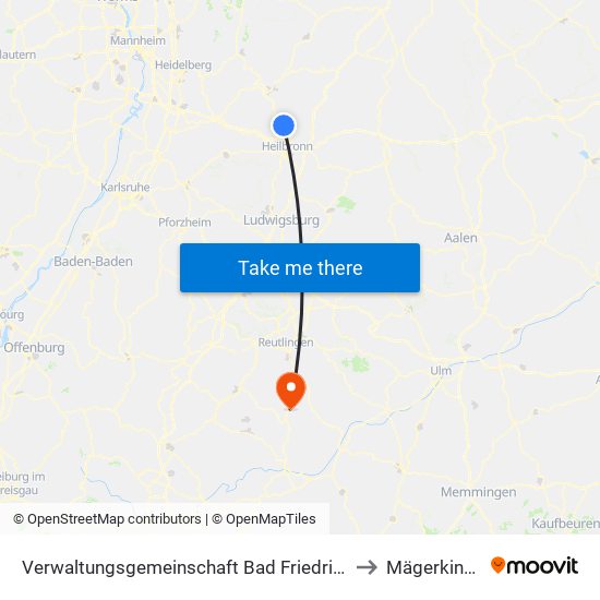 Verwaltungsgemeinschaft Bad Friedrichshall to Mägerkingen map