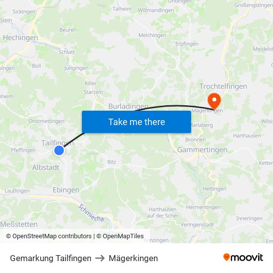 Gemarkung Tailfingen to Mägerkingen map
