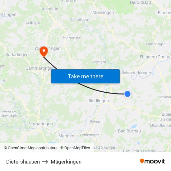 Dietershausen to Mägerkingen map