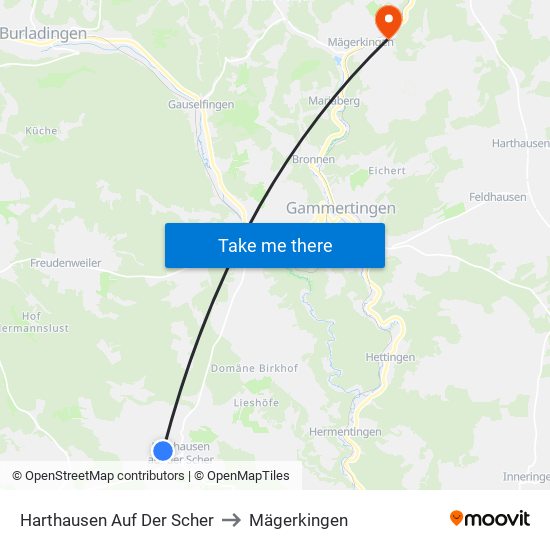 Harthausen Auf Der Scher to Mägerkingen map