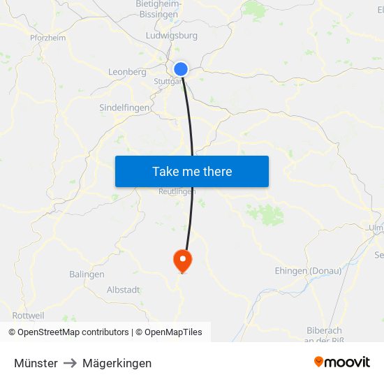Münster to Mägerkingen map