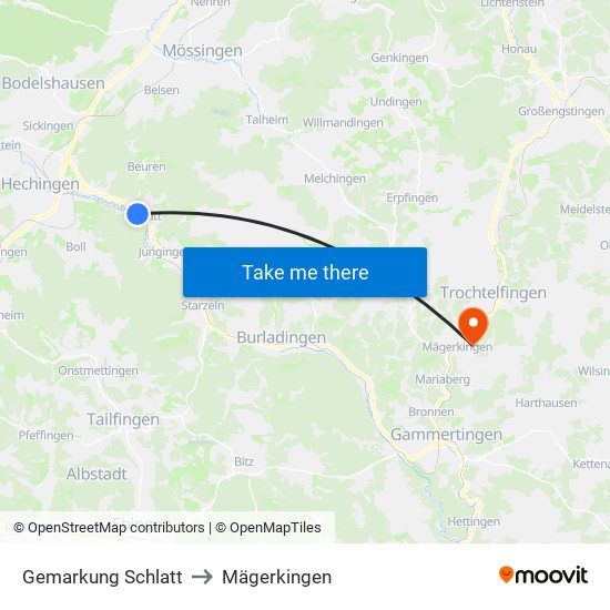 Gemarkung Schlatt to Mägerkingen map