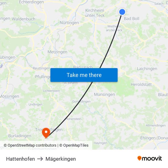 Hattenhofen to Mägerkingen map