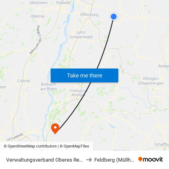 Verwaltungsverband Oberes Renchtal to Feldberg (Müllheim) map