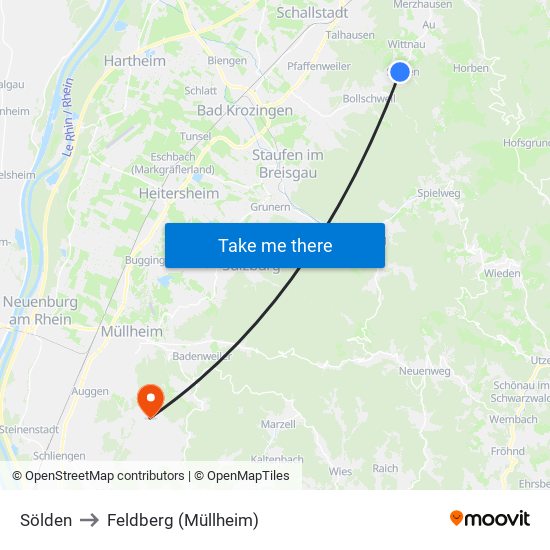 Sölden to Feldberg (Müllheim) map