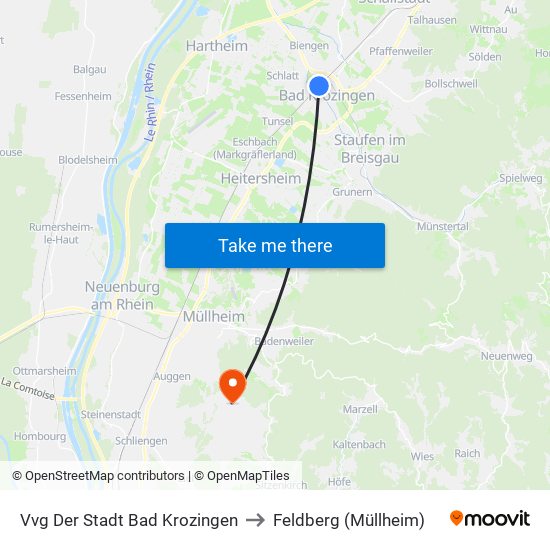 Vvg Der Stadt Bad Krozingen to Feldberg (Müllheim) map