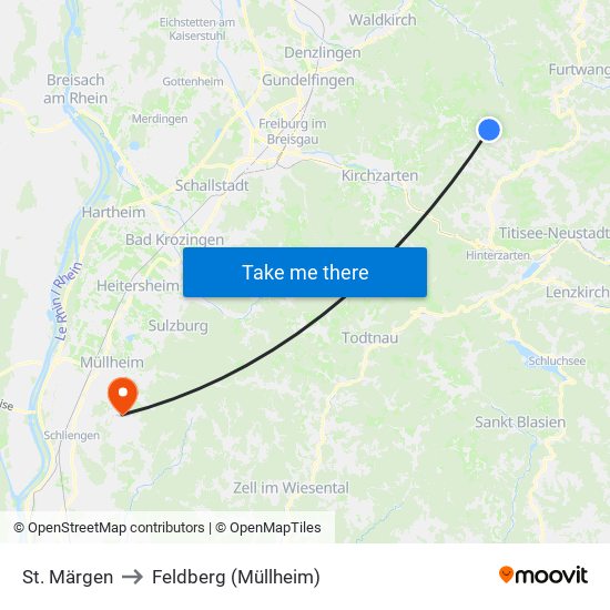 St. Märgen to Feldberg (Müllheim) map