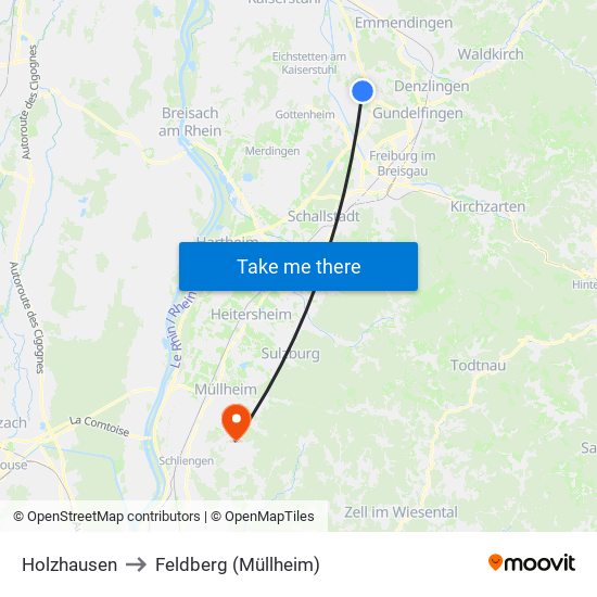 Holzhausen to Feldberg (Müllheim) map