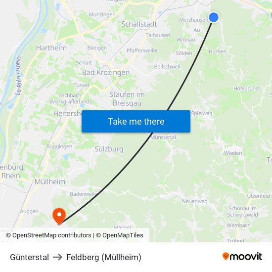 Günterstal to Feldberg (Müllheim) map