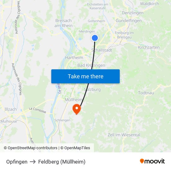 Opfingen to Feldberg (Müllheim) map