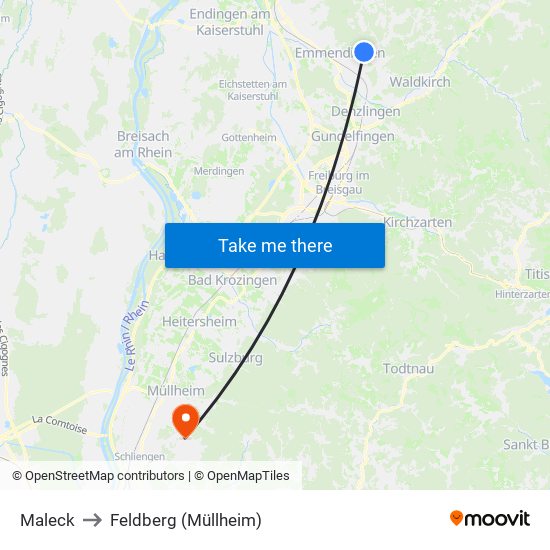 Maleck to Feldberg (Müllheim) map