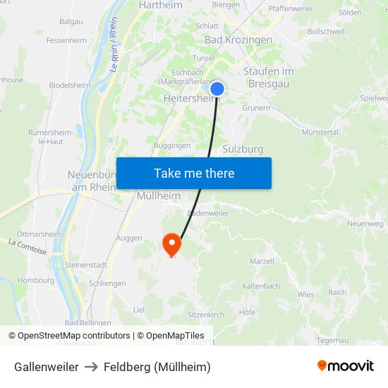 Gallenweiler to Feldberg (Müllheim) map