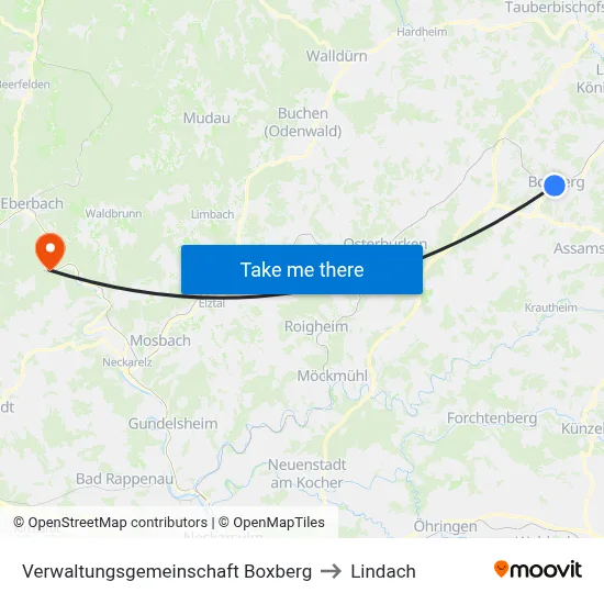 Verwaltungsgemeinschaft Boxberg to Lindach map