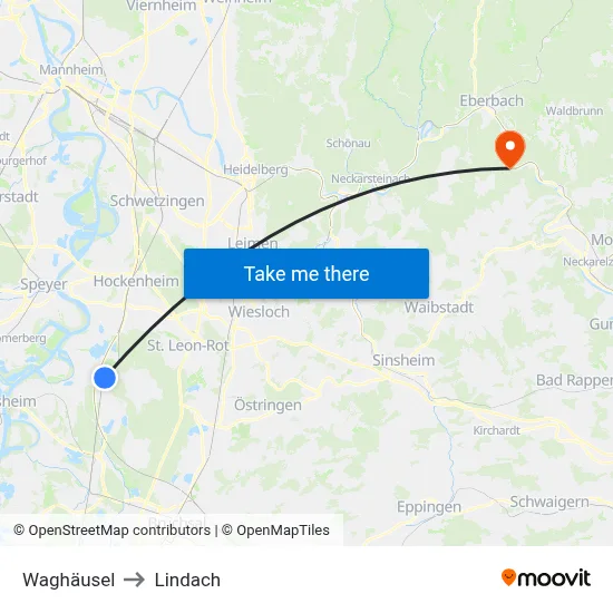 Waghäusel to Lindach map
