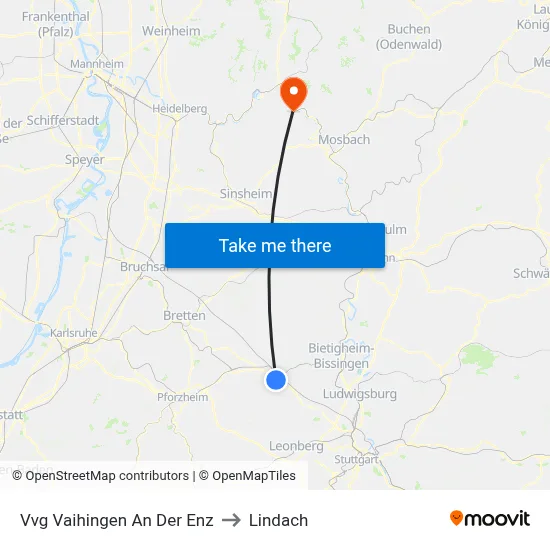 Vvg Vaihingen An Der Enz to Lindach map