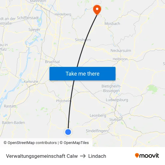 Verwaltungsgemeinschaft Calw to Lindach map