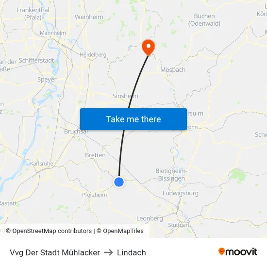 Vvg Der Stadt Mühlacker to Lindach map