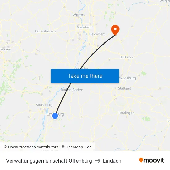 Verwaltungsgemeinschaft Offenburg to Lindach map