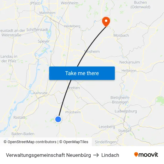 Verwaltungsgemeinschaft Neuenbürg to Lindach map