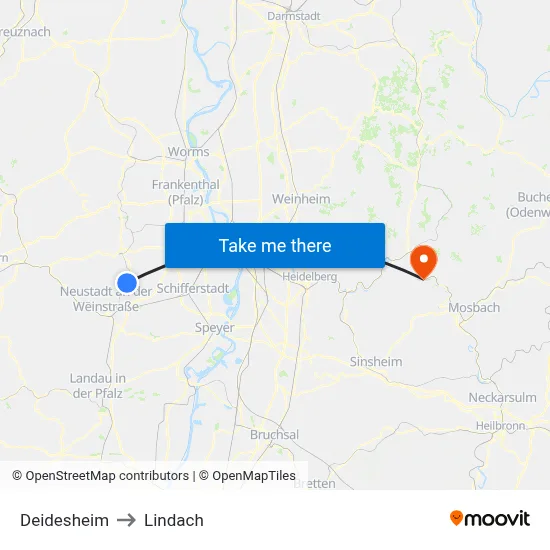 Deidesheim to Lindach map