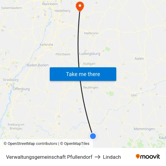 Verwaltungsgemeinschaft Pfullendorf to Lindach map