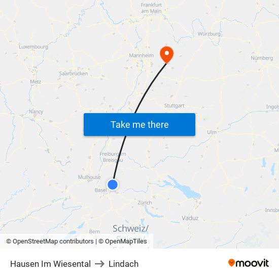 Hausen Im Wiesental to Lindach map