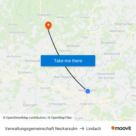 Verwaltungsgemeinschaft Neckarsulm to Lindach map
